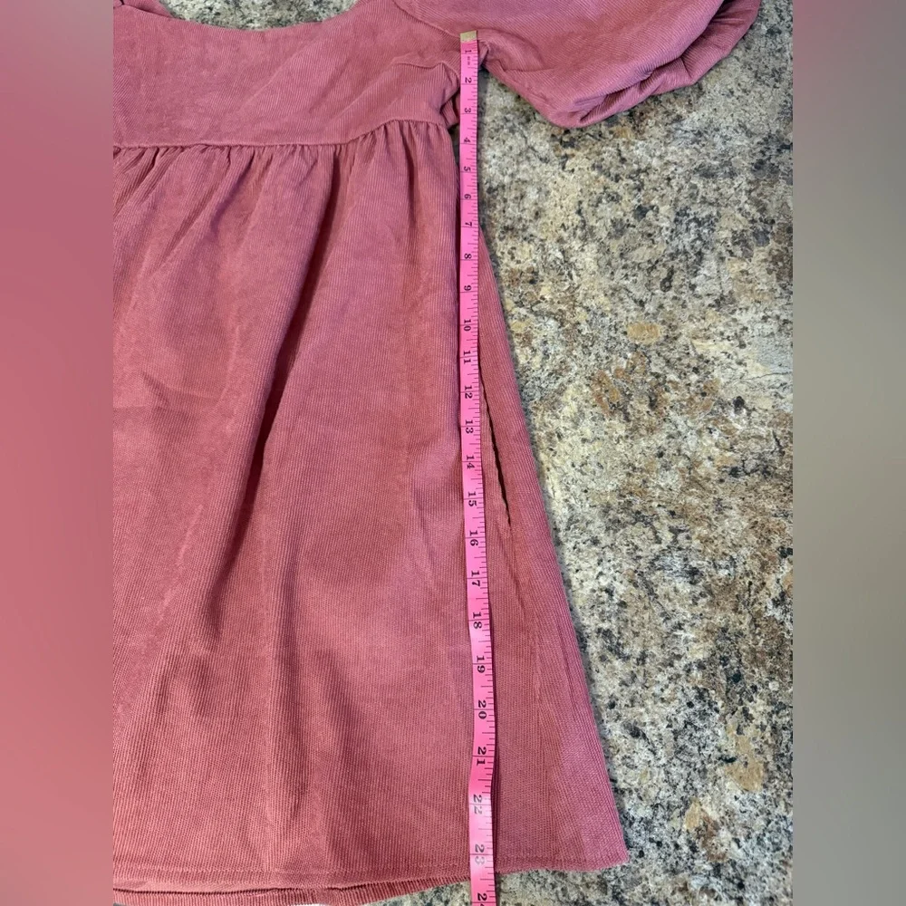 Francesca's Collections Pink Puff Sleeve Dress Medium - Picture 6 of 7